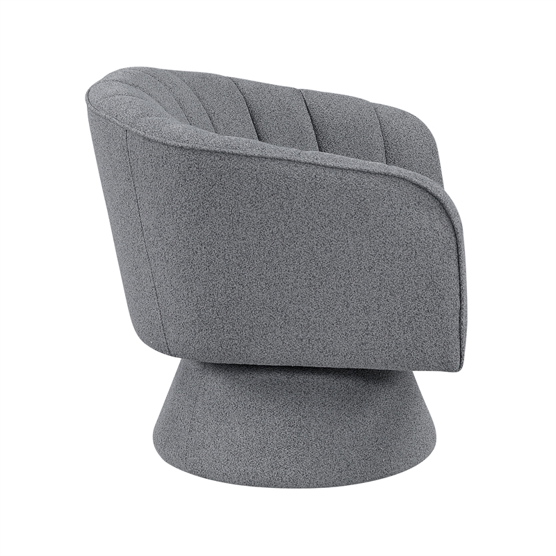Lexicon Eve Boucle Fabric Swivel Chair in Dark Gray