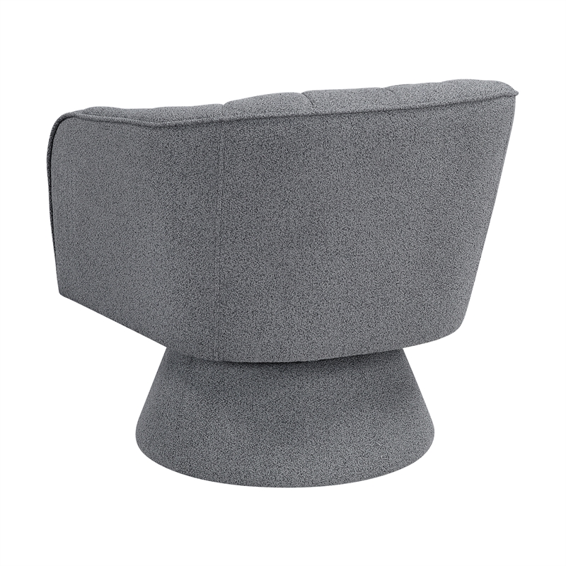 Lexicon Eve Boucle Fabric Swivel Chair in Dark Gray