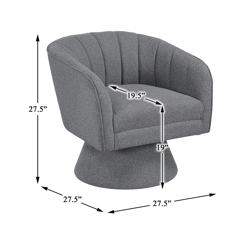 Lexicon Eve Boucle Fabric Swivel Chair in Dark Gray