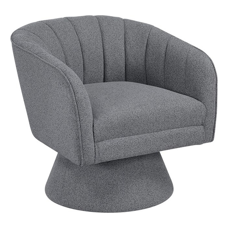 Lexicon Eve Boucle Fabric Swivel Chair in Dark Gray