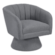 Lexicon Eve Boucle Fabric Swivel Chair in Dark Gray