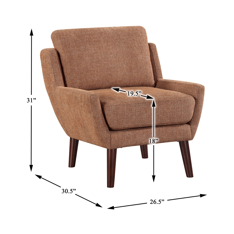 Lexicon Ellie Chenille Accent Chair in Orange