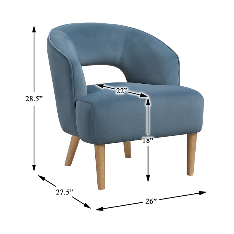 Lexicon Dorset Velvet Accent Chair in Blue