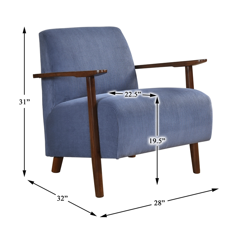 Lexicon Ezra Corduroy Accent Chair in Blue