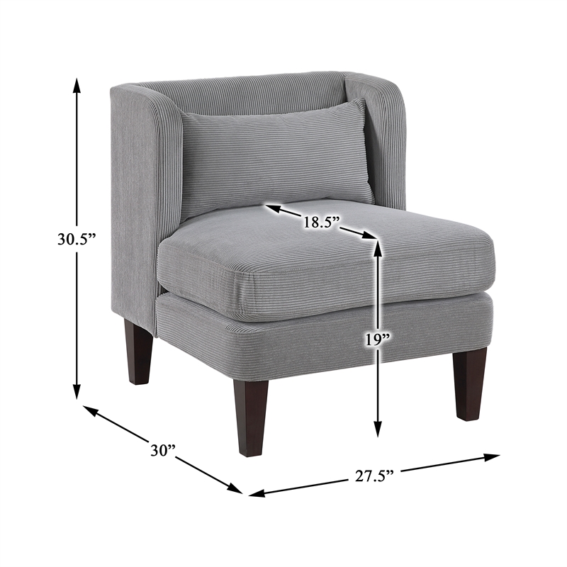 Lexicon Forrester Corduroy Accent Chair in Dark Gray