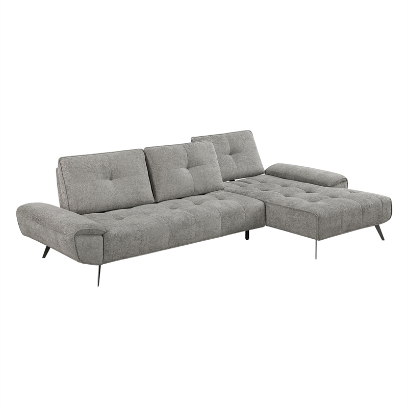 Lexicon Dominic Chenille 2-Piece Sectional with Right Chaise in Dove Gray
