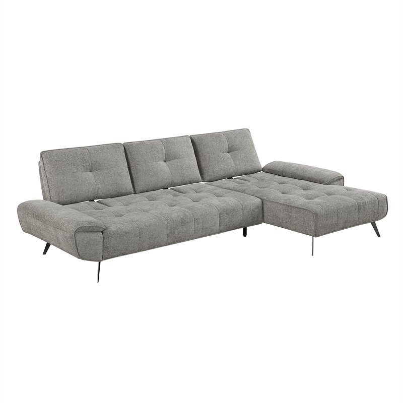 Lexicon Dominic Chenille 2-Piece Sectional with Right Chaise in Dove Gray