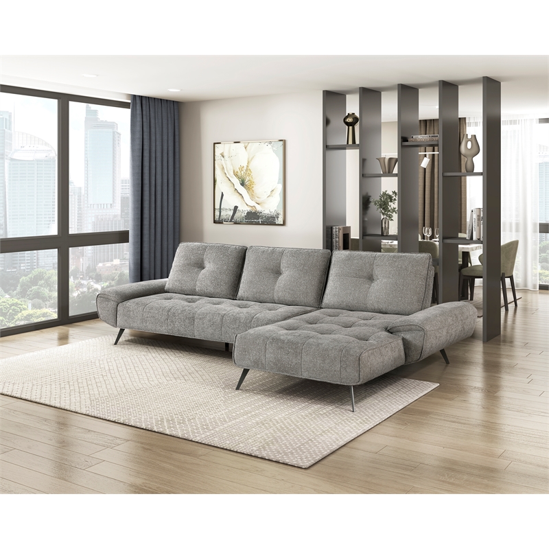 Lexicon Dominic Chenille 2-Piece Sectional with Right Chaise in Dove Gray