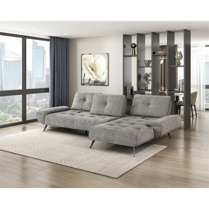 Lexicon Dominic Chenille 2-Piece Sectional with Right Chaise in Dove Gray