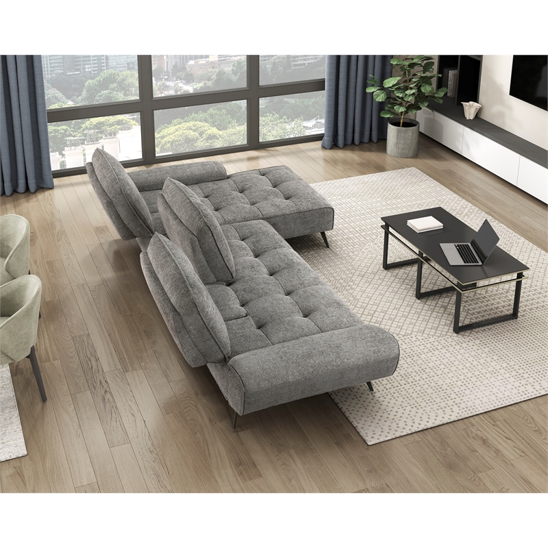 Lexicon Dominic Chenille 2-Piece Sectional with Right Chaise in Dove Gray