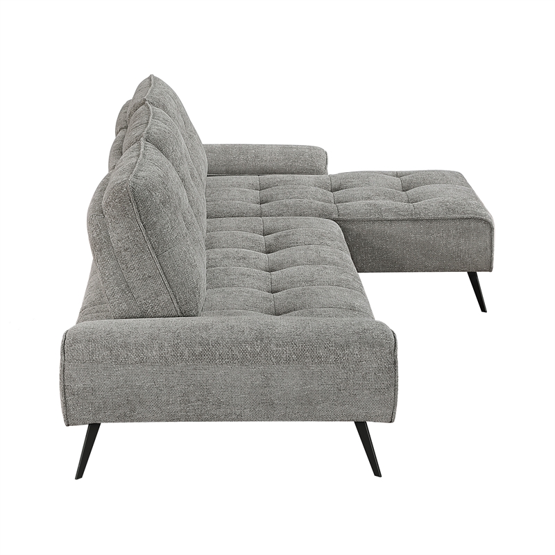 Lexicon Dominic Chenille 2-Piece Sectional with Right Chaise in Dove Gray