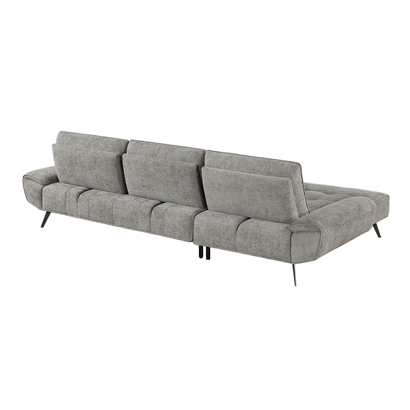 Lexicon Dominic Chenille 2-Piece Sectional with Left Chaise in Dove Gray