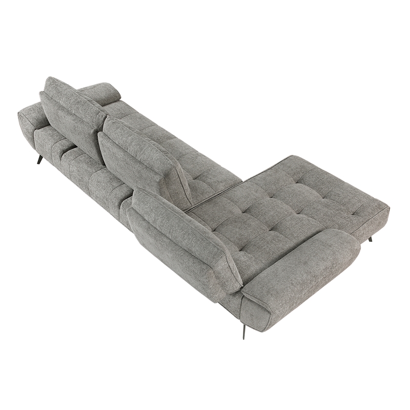 Lexicon Dominic Chenille 2-Piece Sectional with Left Chaise in Dove Gray