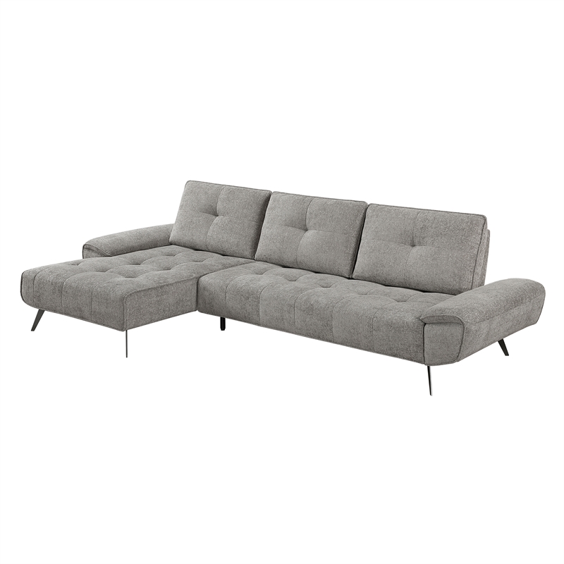 Lexicon Dominic Chenille 2-Piece Sectional with Left Chaise in Dove Gray