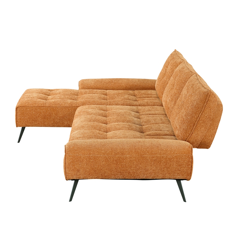 Lexicon Dominic Chenille 2-Piece Sectional with Left Chaise in Orange