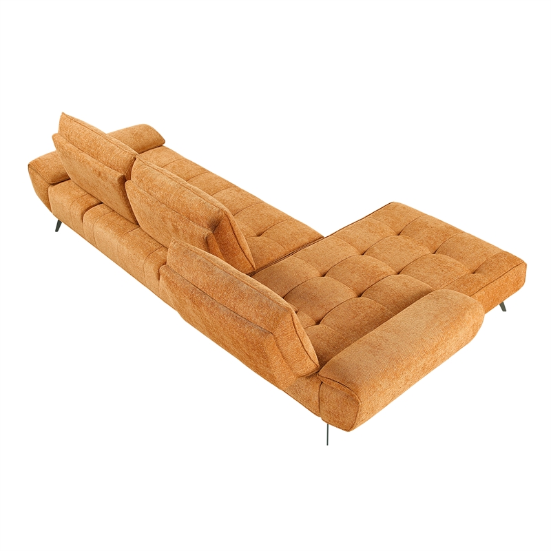 Lexicon Dominic Chenille 2-Piece Sectional with Left Chaise in Orange