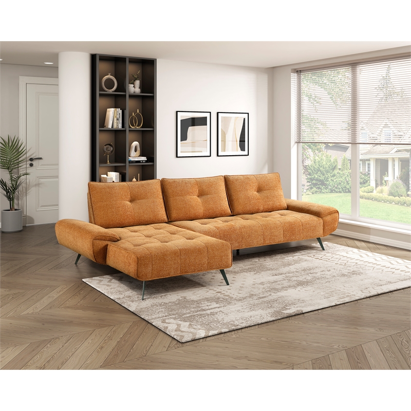 Lexicon Dominic Chenille 2-Piece Sectional with Left Chaise in Orange