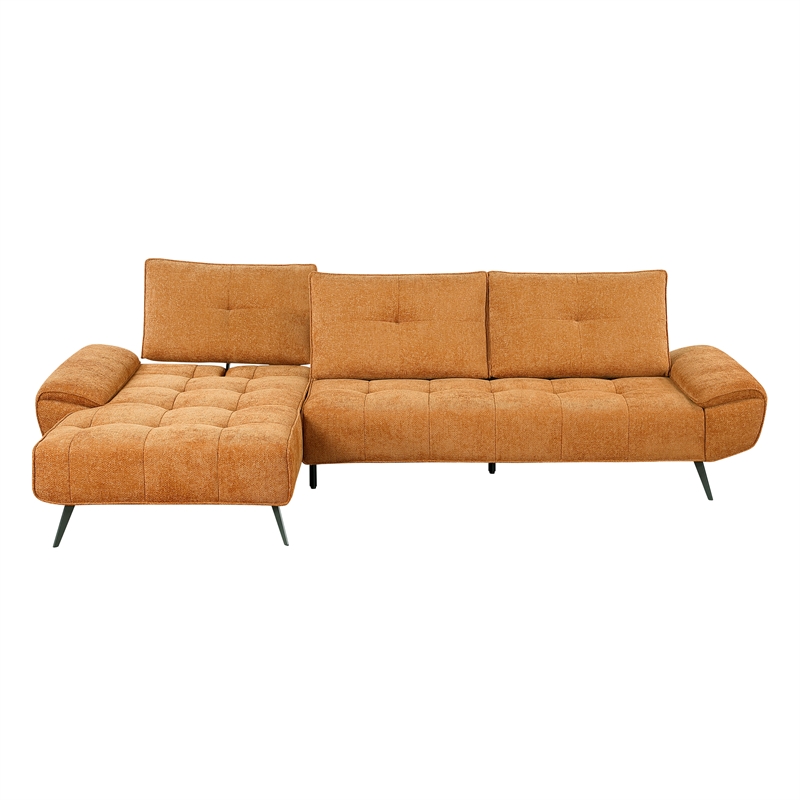 Lexicon Dominic Chenille 2-Piece Sectional with Left Chaise in Orange
