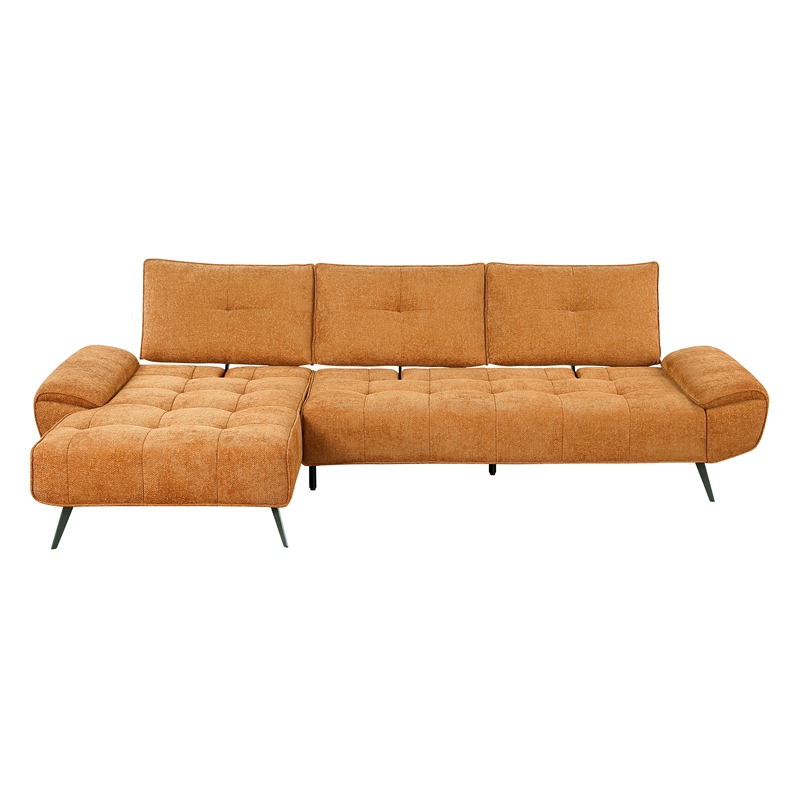 Lexicon Dominic Chenille 2-Piece Sectional with Left Chaise in Orange