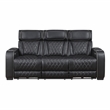 Lexicon Fairway Faux Leather Power Double Reclining Love Seat in Black