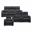 Lexicon Fairway Faux Leather Power Double Reclining Sofa in Black