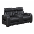 Lexicon Fairway Faux Leather Power Double Reclining Sofa in Black