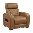 Lexicon Fairway Faux Leather Power Double Reclining Sofa in Brown
