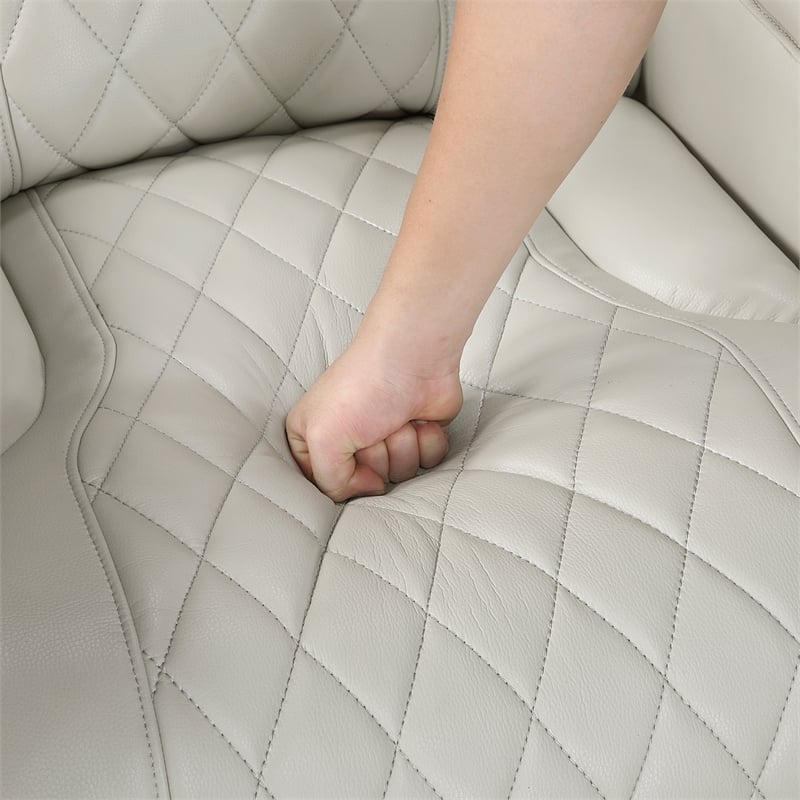 Lexicon Fairway Faux Leather Power Double Reclining Love Seat in Taupe