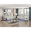 Lexicon Fairway Faux Leather Power Double Reclining Love Seat in Taupe
