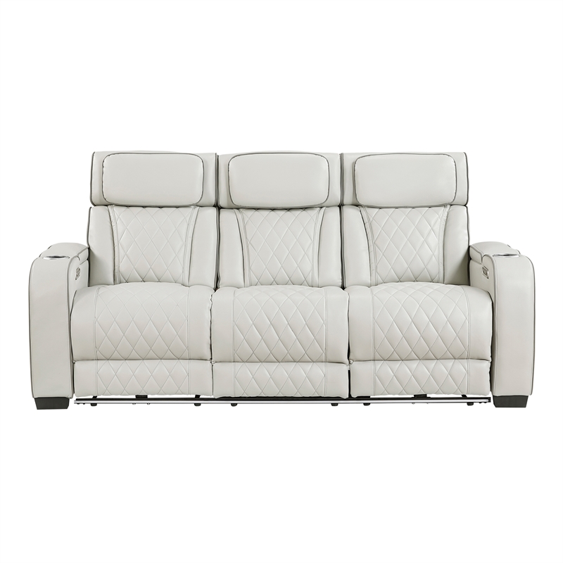 Lexicon Fairway Faux Leather Power Double Reclining Sofa in Taupe