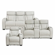 Lexicon Fairway Faux Leather Power Double Reclining Sofa in Taupe