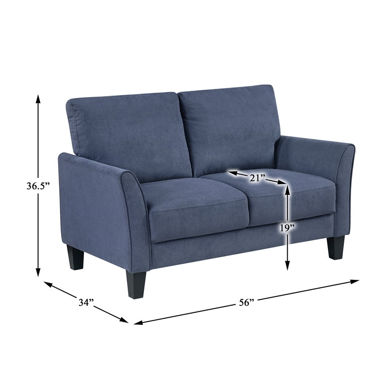 Lexicon Aliana Textured Fabric Upholstered Love Seat in Blue