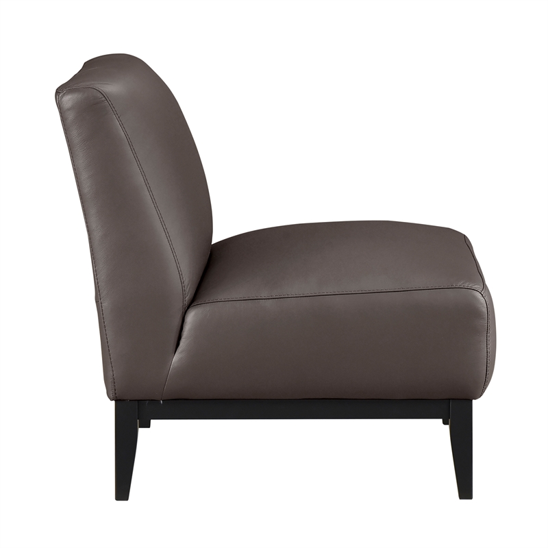 Lexicon Houghton Leather Accent Chair in Dark Brown