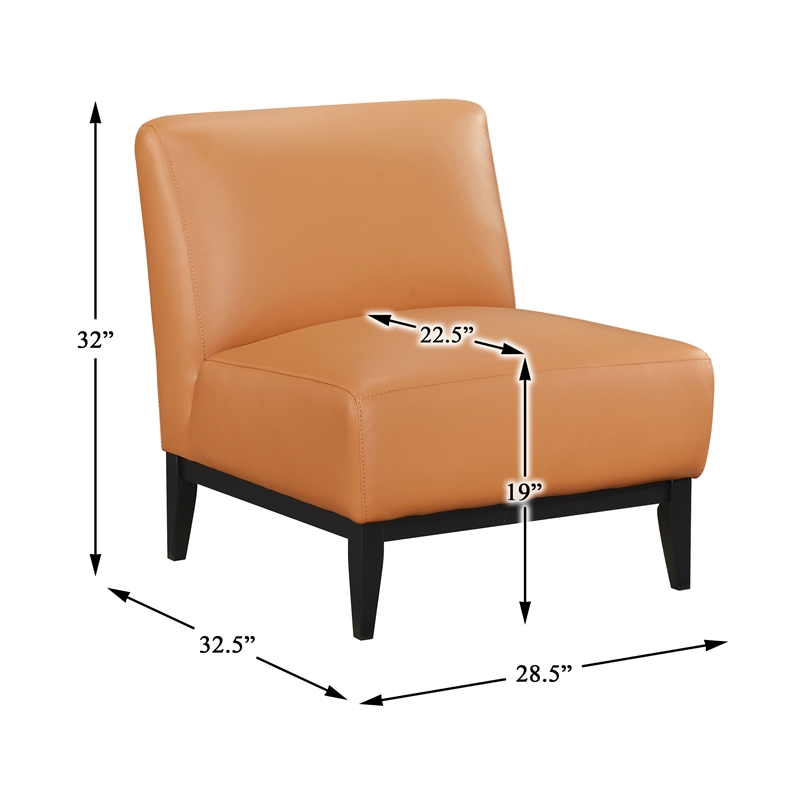 Lexicon Houghton Leather Accent Chair in Orange