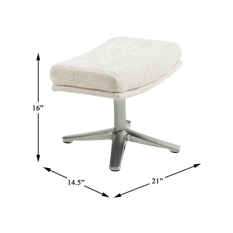 Lexicon Parker Chenille Swivel Chair with Ottoman in Beige