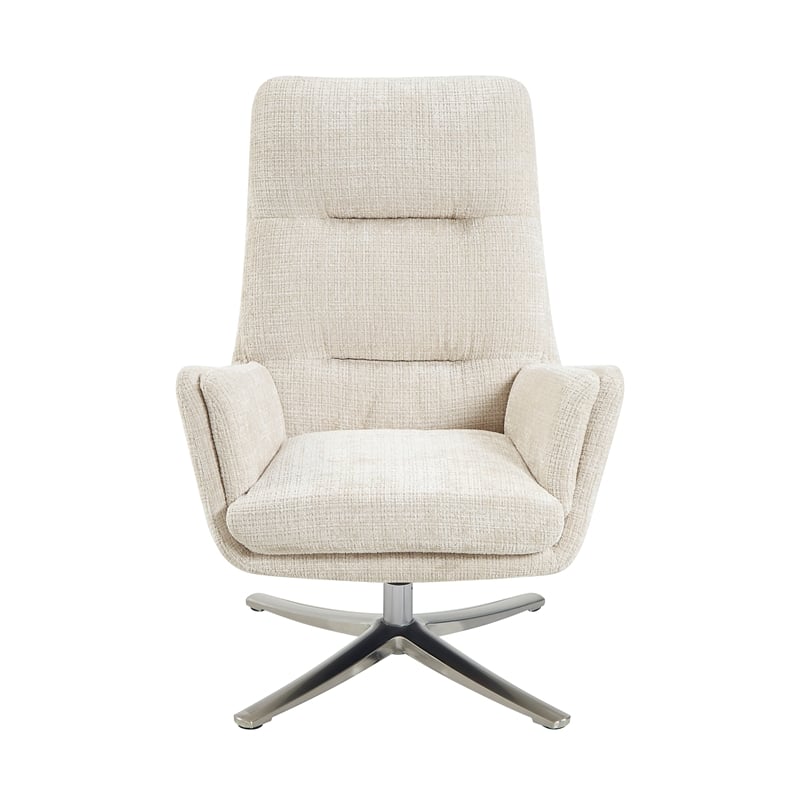 Lexicon Parker Chenille Swivel Chair with Ottoman in Beige