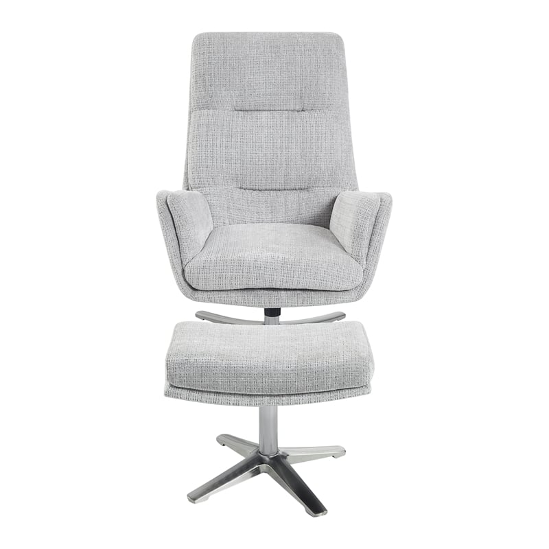 Lexicon Parker Chenille Swivel Chair with Ottoman in Gray