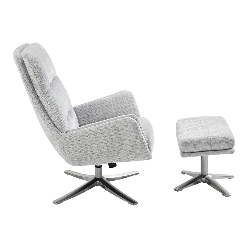 Lexicon Parker Chenille Swivel Chair with Ottoman in Gray