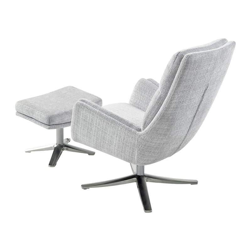 Lexicon Parker Chenille Swivel Chair with Ottoman in Gray