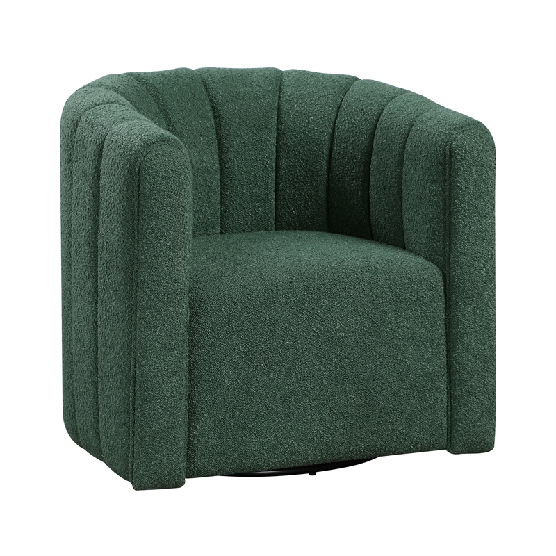 Lexicon Essex Boucle Swivel Chair with Ottoman in Green