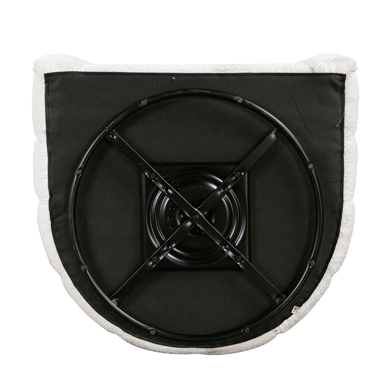 Lexicon Essex Boucle Fabric Swivel Chair with Ottoman in White