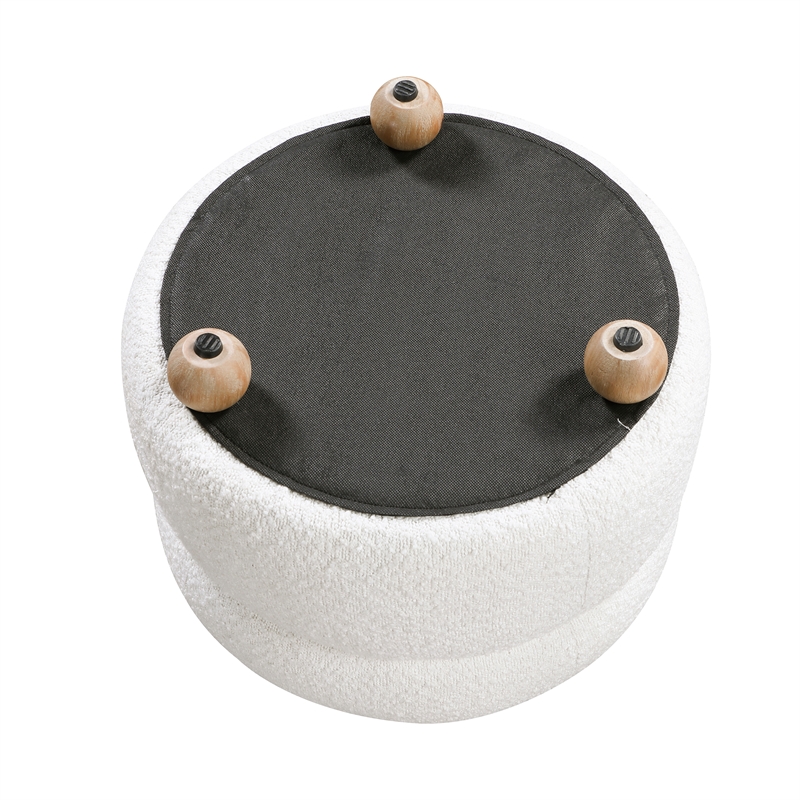 Lexicon Essex Boucle Fabric Swivel Chair with Ottoman in White