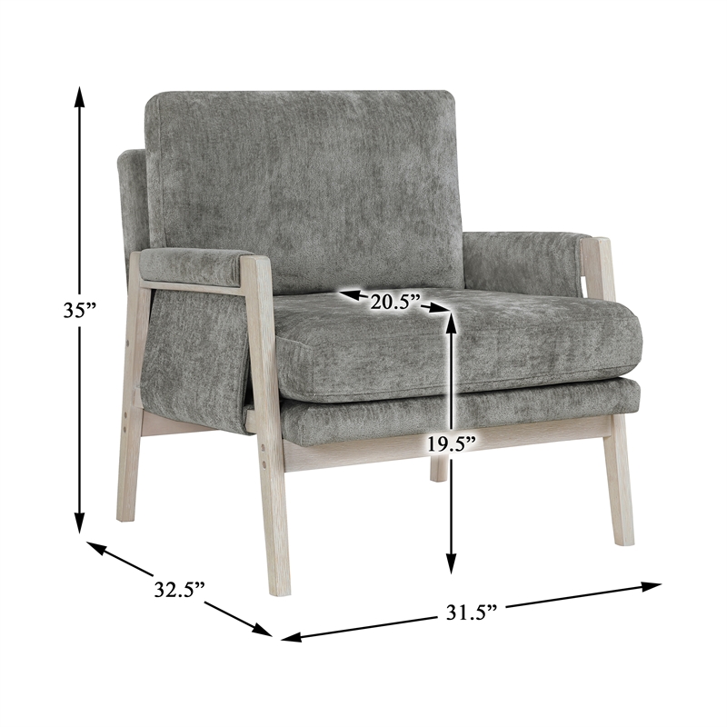 Lexicon Umar Chenille Accent Chair in Brownish Gray