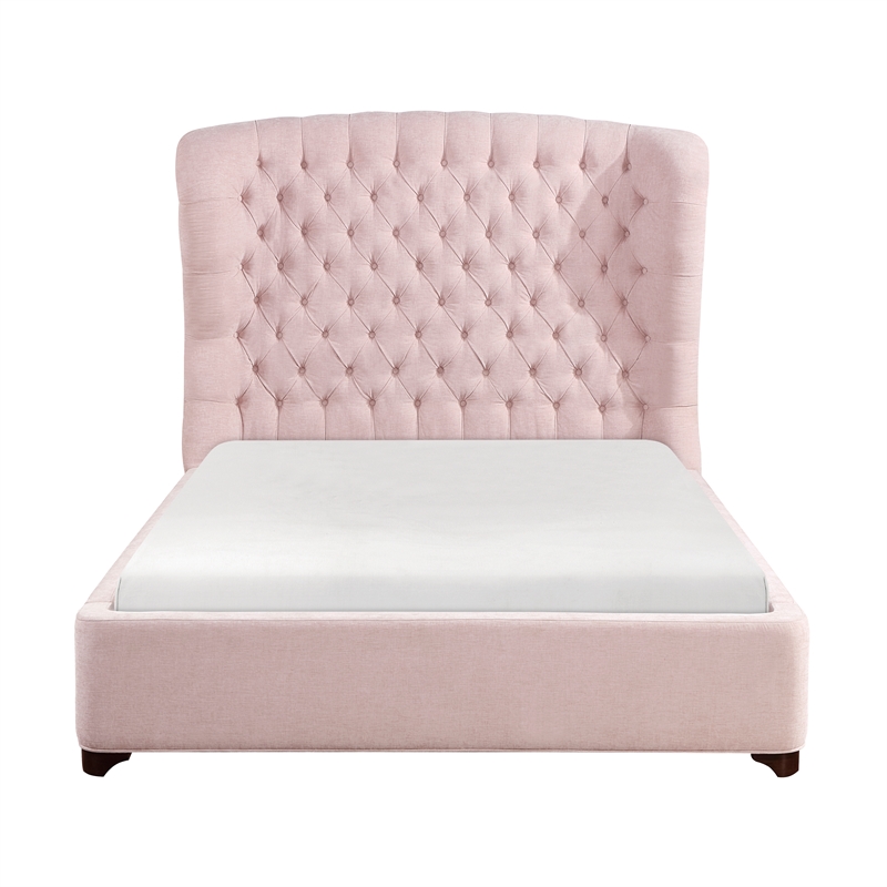 Lexicon Cameo Chenille Queen Upholstery Bed in Pink