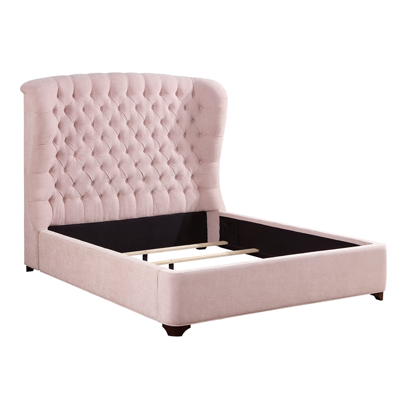 Lexicon Cameo Chenille Eastern King Upholstery Bed in Pink