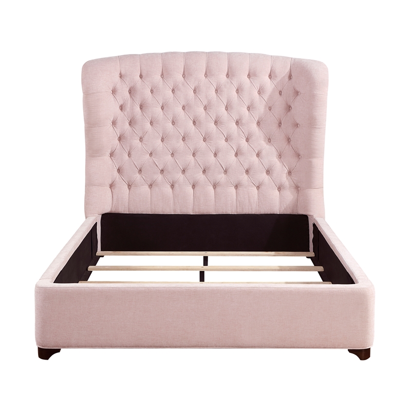 Lexicon Cameo Chenille Eastern King Upholstery Bed in Pink