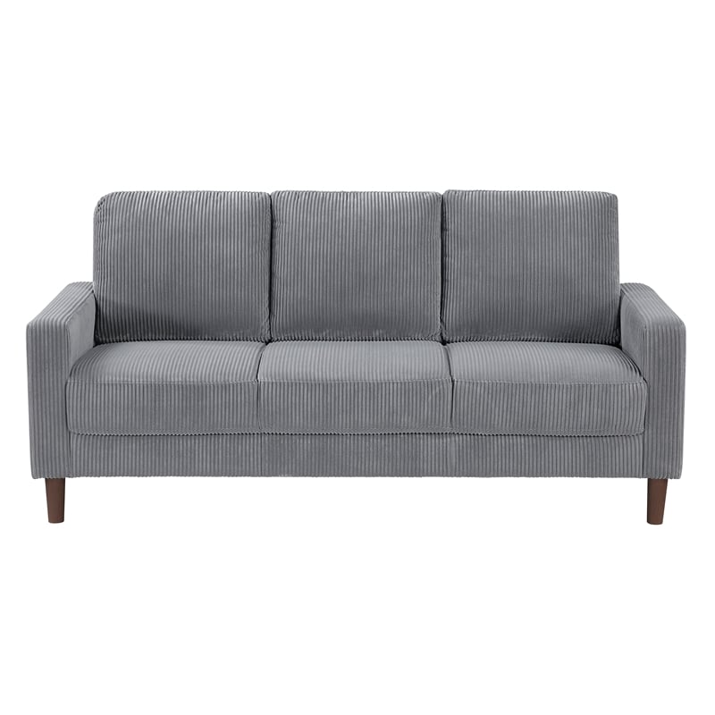 Lexicon Crandall Corduroy Fabric Upholstered Sofa in Gray