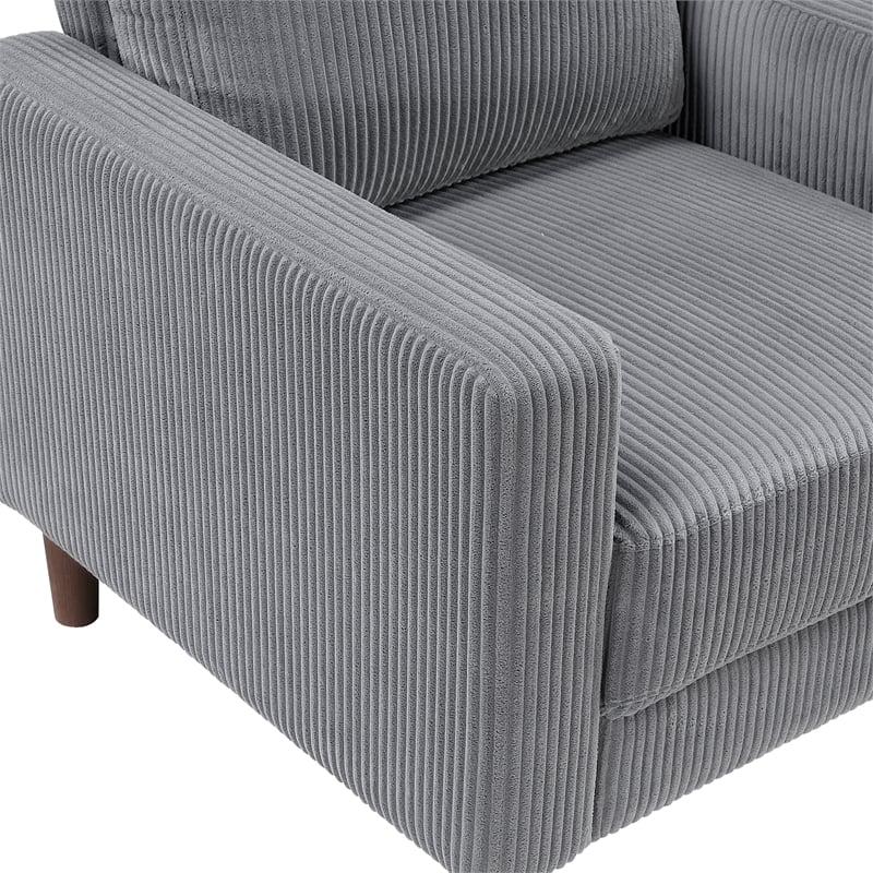 Lexicon Crandall Corduroy Fabric Upholstered Sofa in Gray