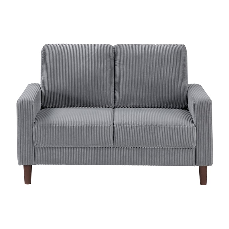 Lexicon Crandall Corduroy Fabric Upholstered Sofa in Gray
