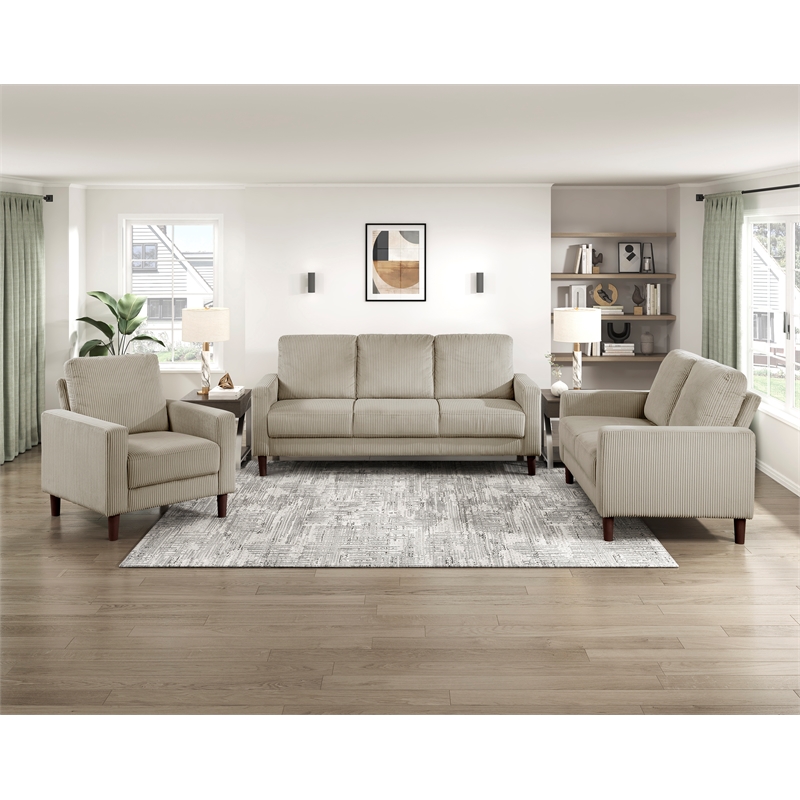 Lexicon Crandall Corduroy Fabric Upholstered Sofa in Taupe
